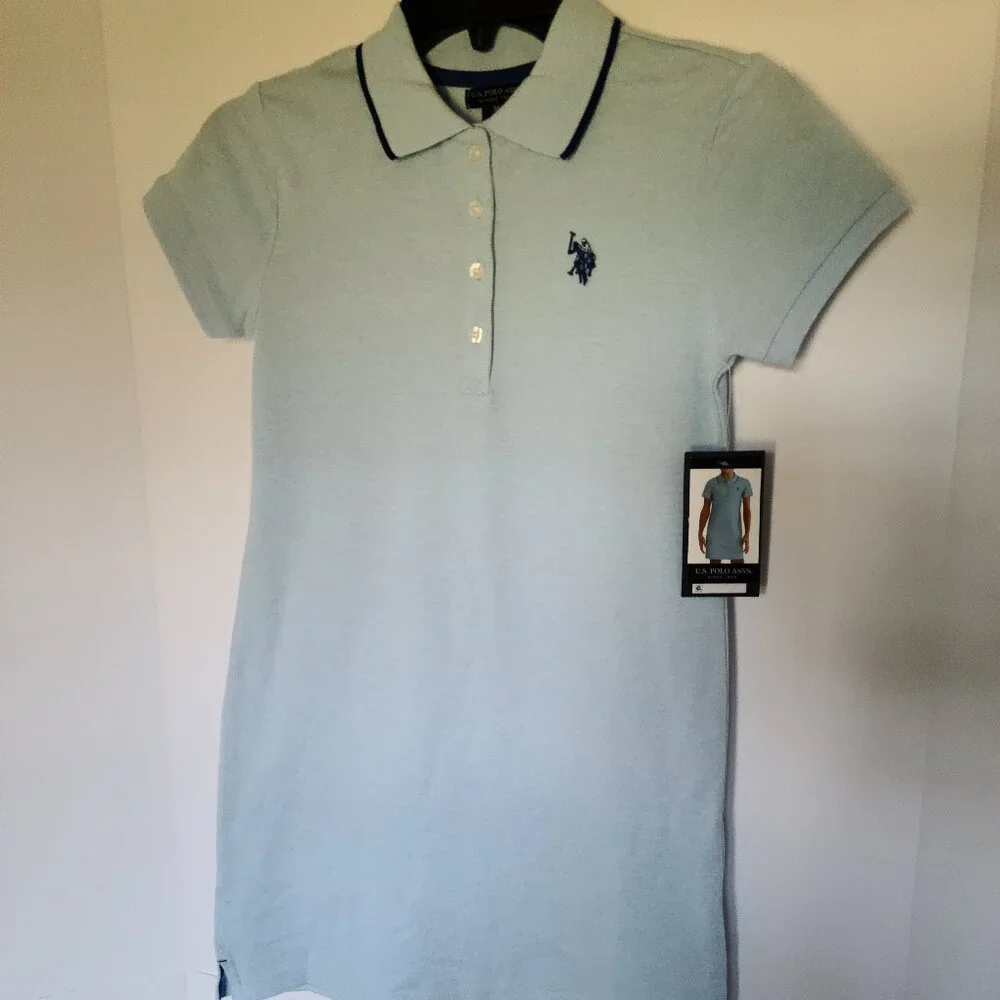 U.S. POLO ASSN. GIRL'S LT. BLUE SHIFT DRESS WITH LOGO SIZE 8 (M) - Picture 1 of 6